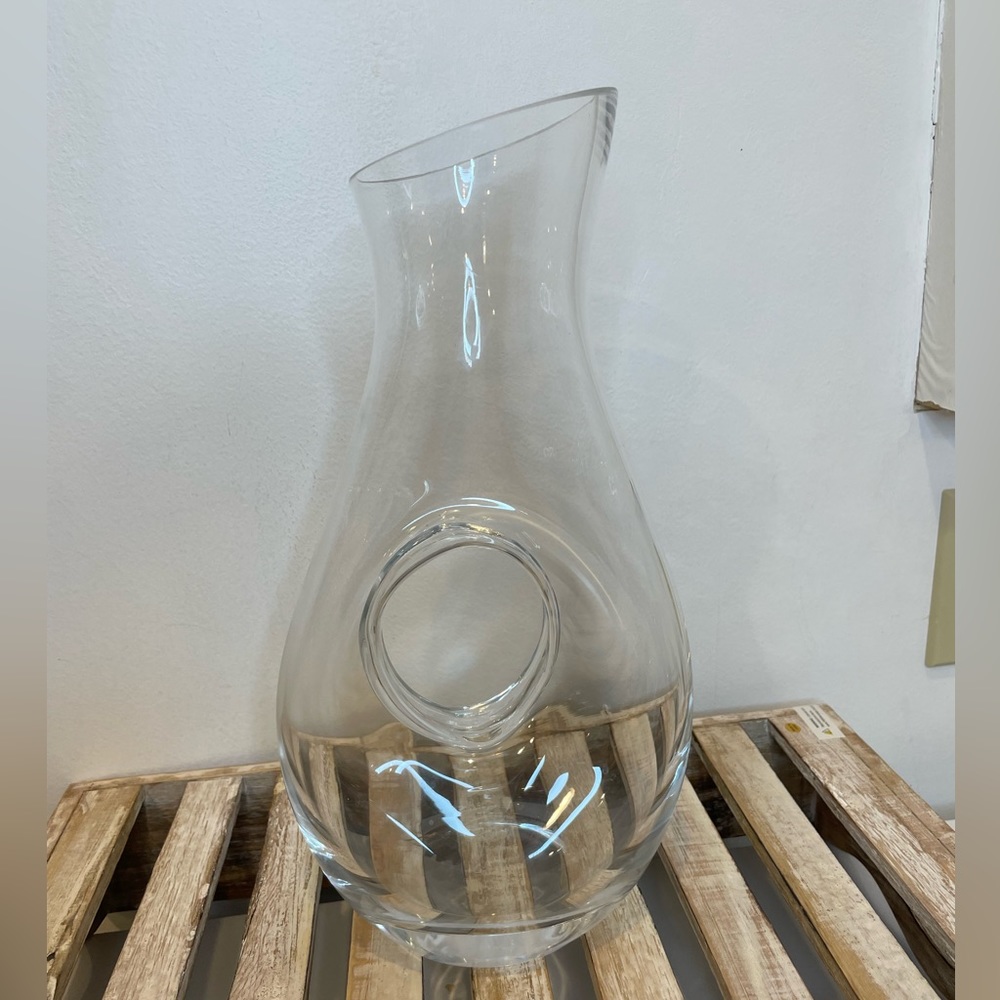 Clear Glass Wine Decanter with Hole in Middle